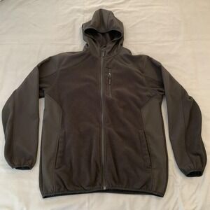 Reebok Jacket Mens Large Black Hooded Soft Shell Fleece Full Zip Pockets Outdoor